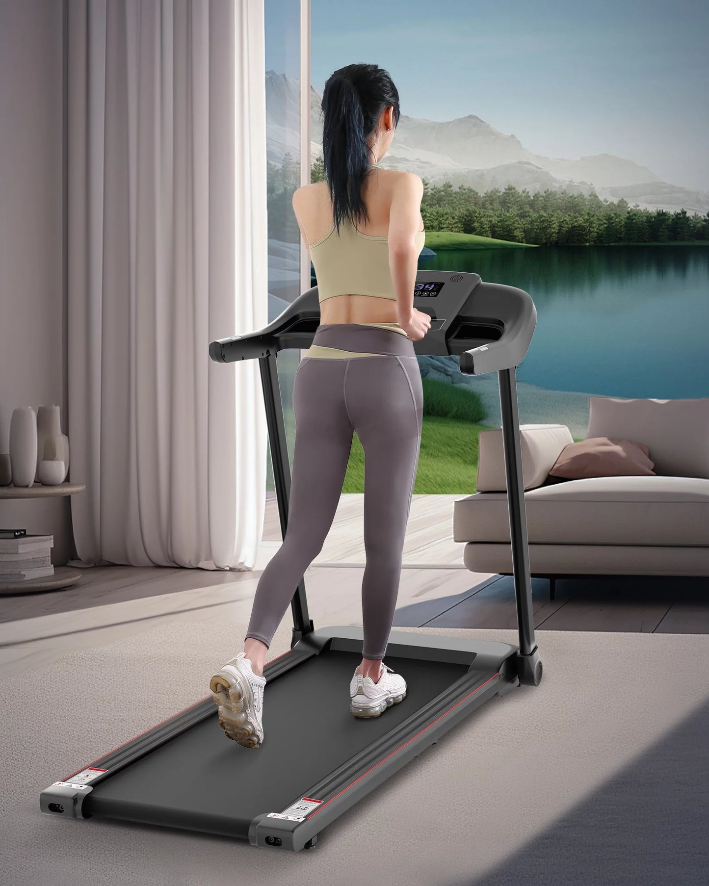 Treadmill Folding Electric Treadmill Bluetooth Voice Control Exercise Treadmill for Home Office Speed Range of 0.5-7.5 Mph